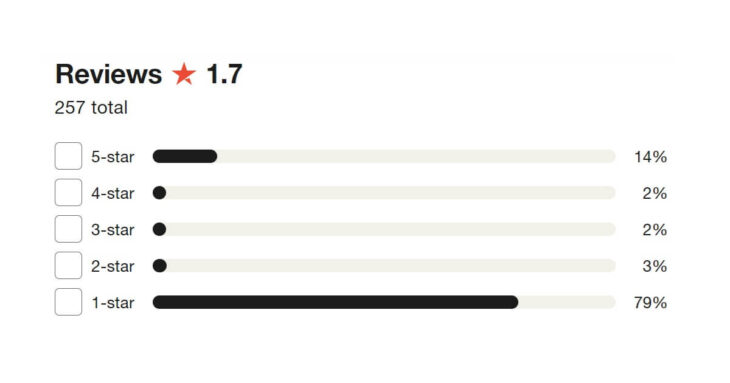 Duelz's Trustpilot breakdown