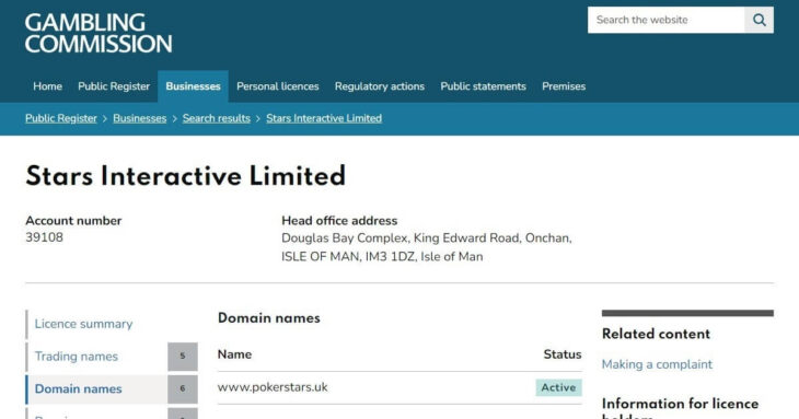 UK licence for PokerStars