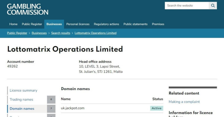UK licence for Jackpot.com