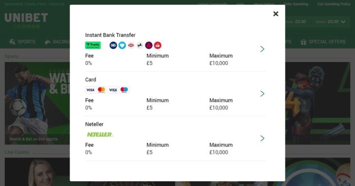 £5 deposit betting site - Unibet