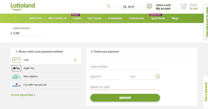 £5 deposit betting site - Lottoland