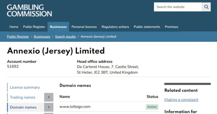 LottoGo UK licence