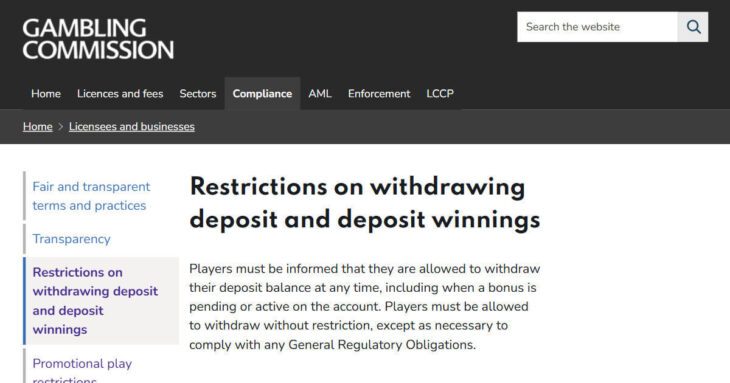 UK regulations stipulating non-sticky bonuses mandatory