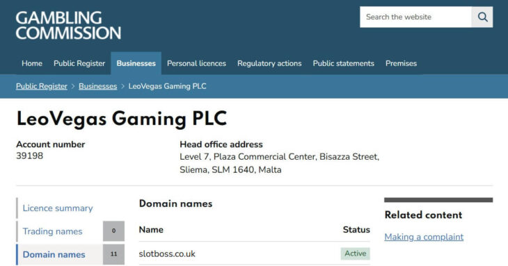 SlotBoss UK licence