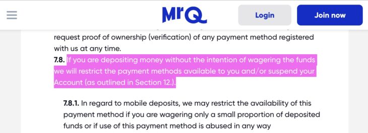 Deposit wagering rules at Slot Site