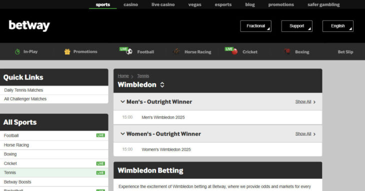 Wimbledon betting site - Betway