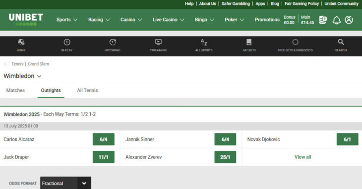 Wimbledon betting site - Unibet