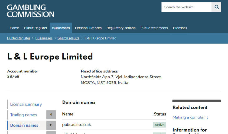 Pub Casino UK licence