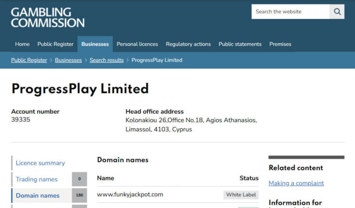 Funky Jackpot UK licence