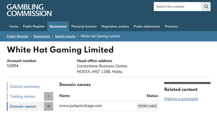 Jackpot Village UK licence