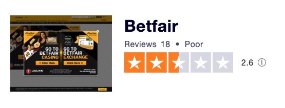 Betfair Trustpilot rating