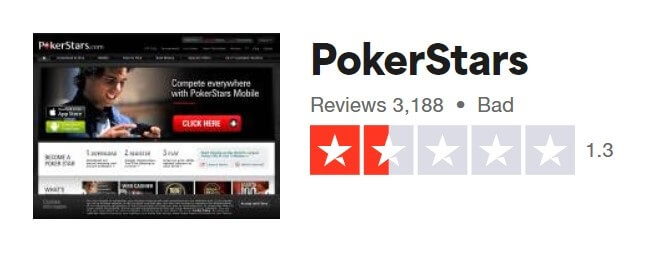 PokerStars TrustPilot score